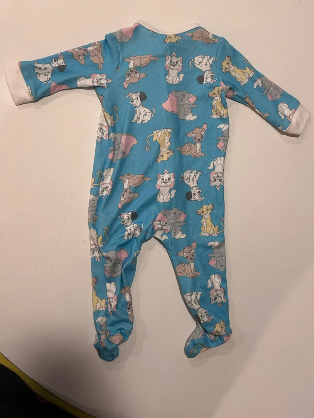 Disney Blue Animal Print One-Piece Footie Pajamas